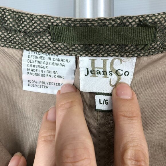 Vintage HS JEANS CO Tan Cargo Drawstring & Side Zipper Hem Maxi Skirt Sz L - Picture 13 of 14